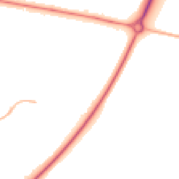 Night-time road noise heatmap for PE30 4UJ