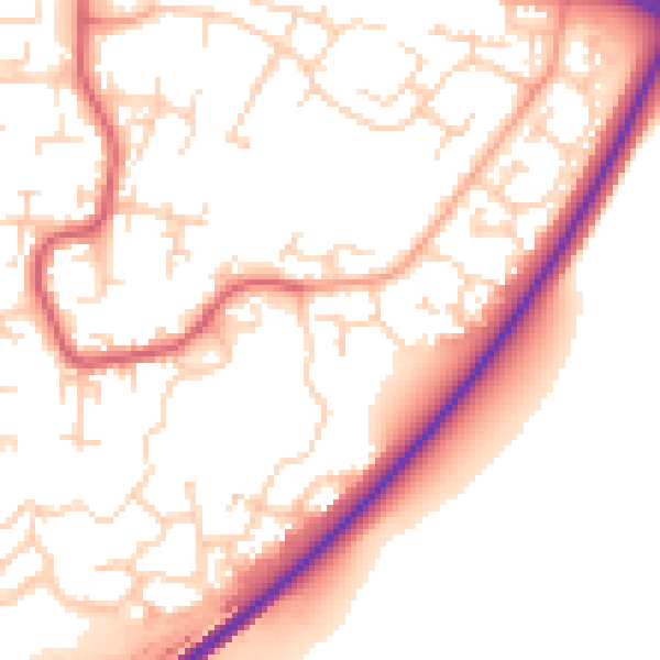 Daytime road noise heatmap for PE30 4YZ