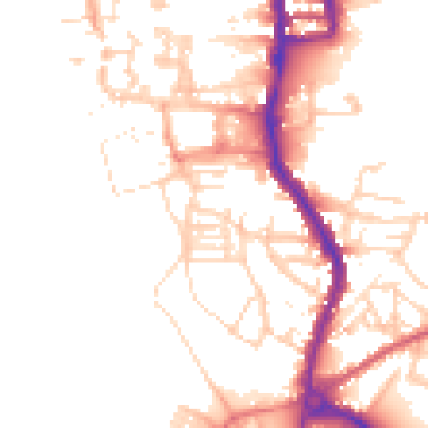 Daytime road noise heatmap for PE30 5AD