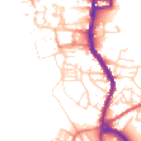 Daytime road noise heatmap for PE30 5AF