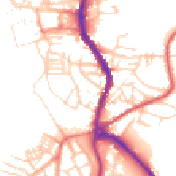 Daytime road noise heatmap for PE30 5AS