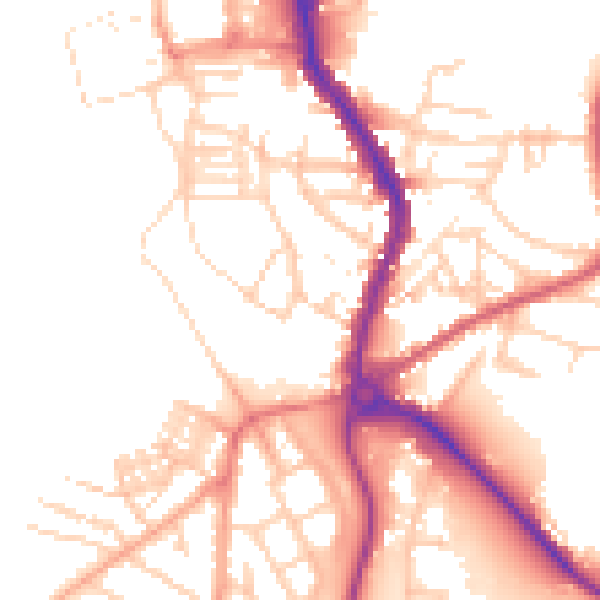 Daytime road noise heatmap for PE30 5AX