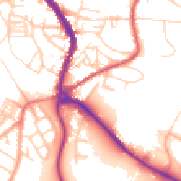 Daytime road noise heatmap for PE30 5BD
