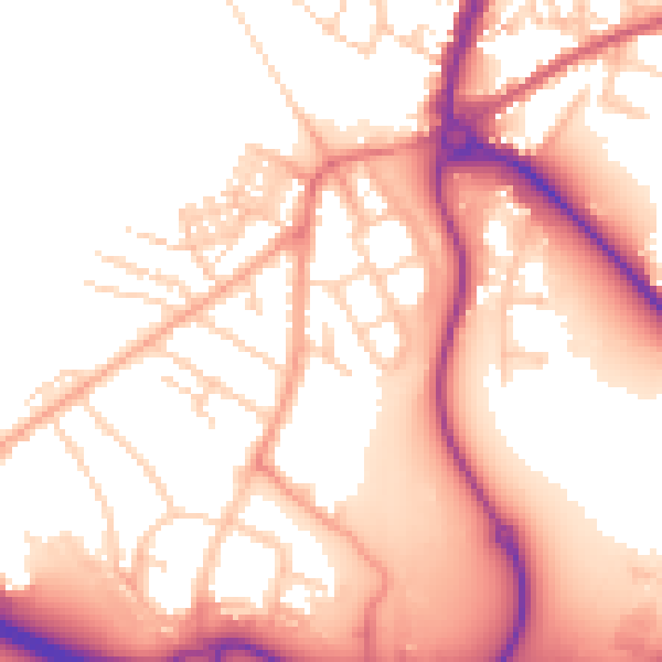 Daytime road noise heatmap for PE30 5BL
