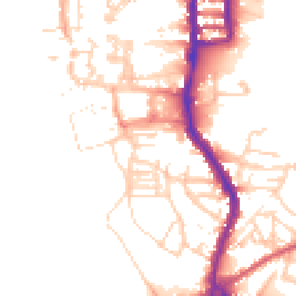 Daytime road noise heatmap for PE30 5FJ