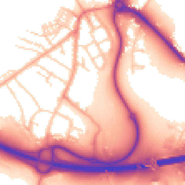 Daytime road noise heatmap for PE30 5GR