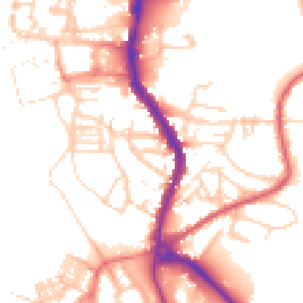 Daytime road noise heatmap for PE30 5HQ
