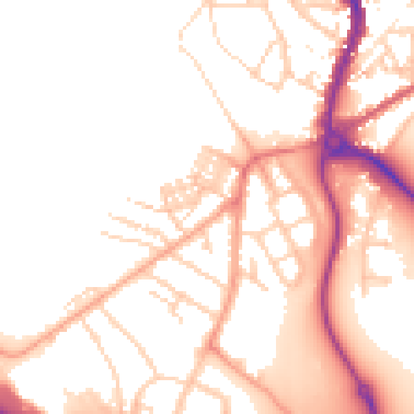 Daytime road noise heatmap for PE30 5JR