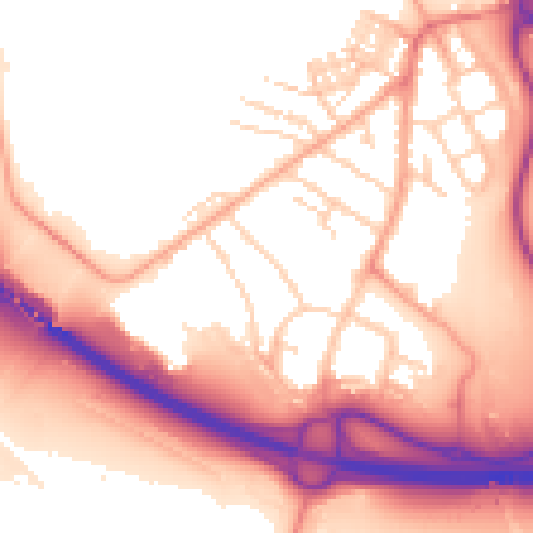 Daytime road noise heatmap for PE30 5LD