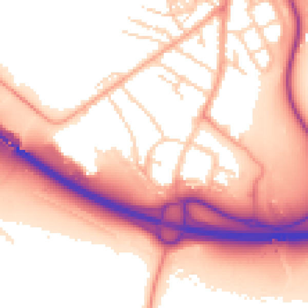 Daytime road noise heatmap for PE30 5LF
