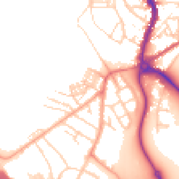 Daytime road noise heatmap for PE30 5LU