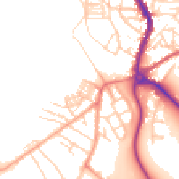 Daytime road noise heatmap for PE30 5LX