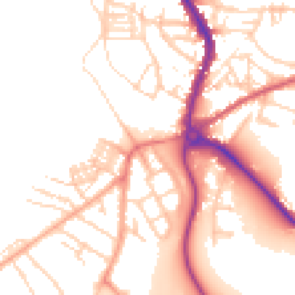Daytime road noise heatmap for PE30 5NE