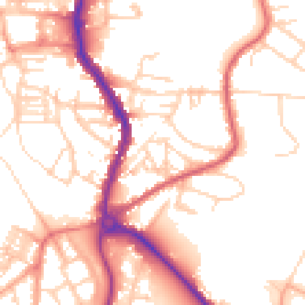Daytime road noise heatmap for PE30 5QR