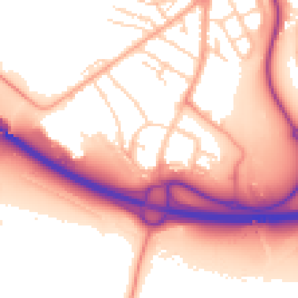 Daytime road noise heatmap for PE30 5RJ