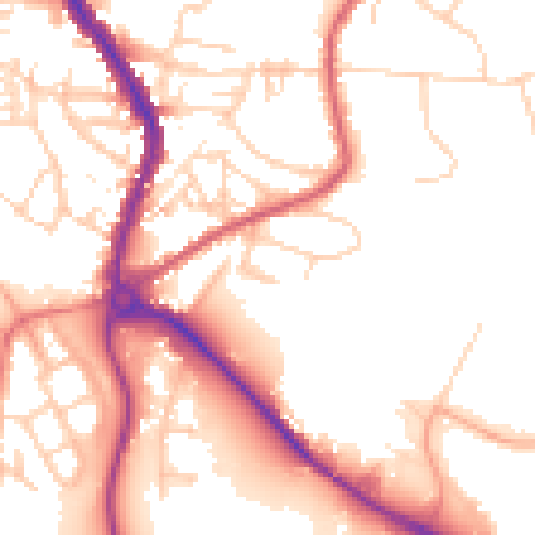 Daytime road noise heatmap for PE30 5RQ