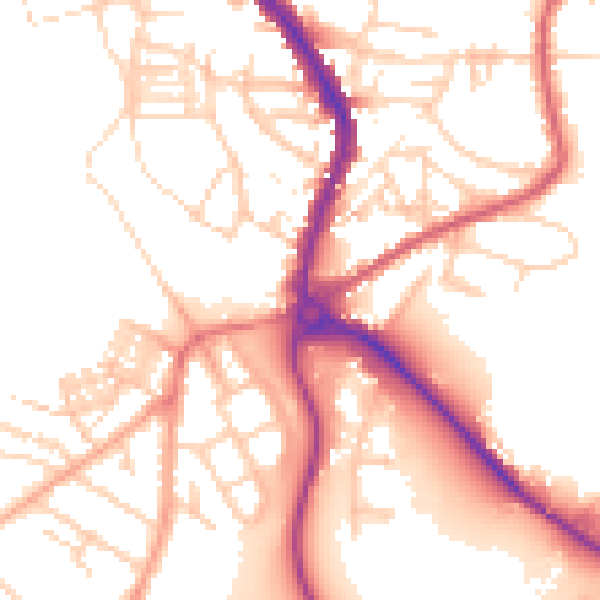 Daytime road noise heatmap for PE30 5SX