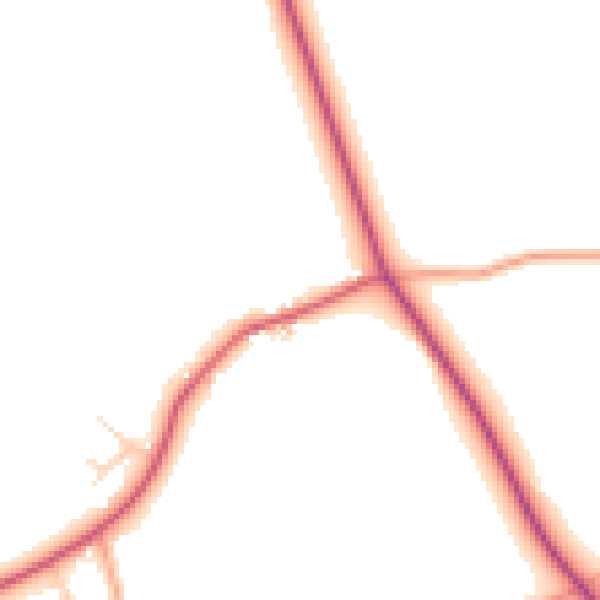 Daytime road noise heatmap for PE31 6AY
