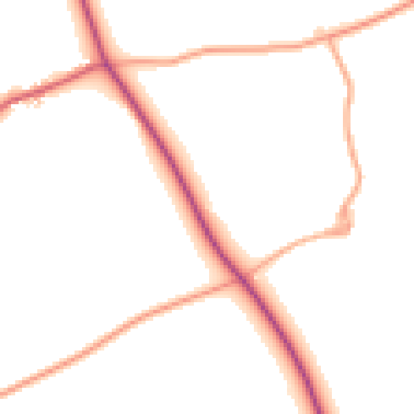 Daytime road noise heatmap for PE31 6EN