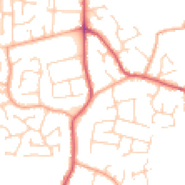 Daytime road noise heatmap for PE31 6GY
