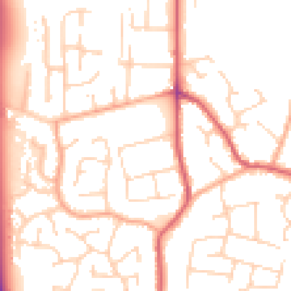 Daytime road noise heatmap for PE31 6HW