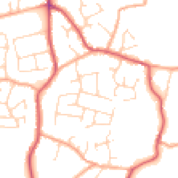 Daytime road noise heatmap for PE31 6JR