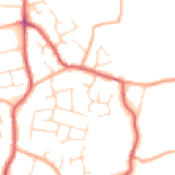 Daytime road noise heatmap for PE31 6JU