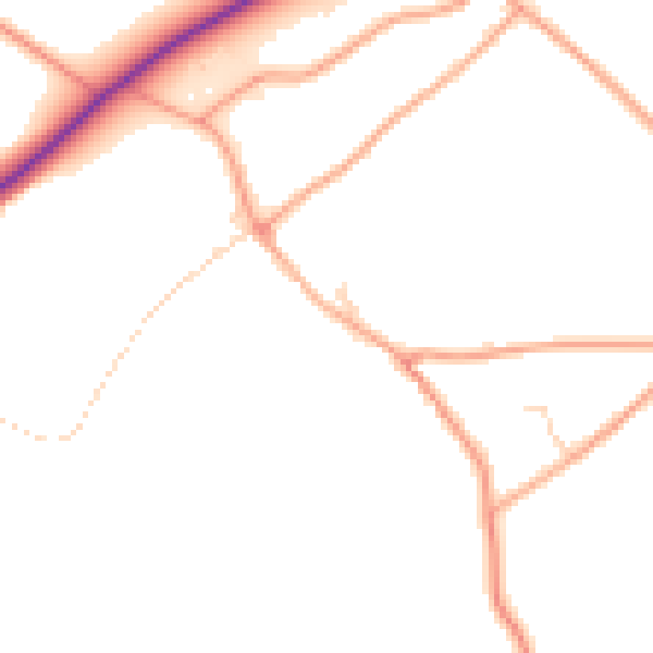 Daytime road noise heatmap for PE31 6TW