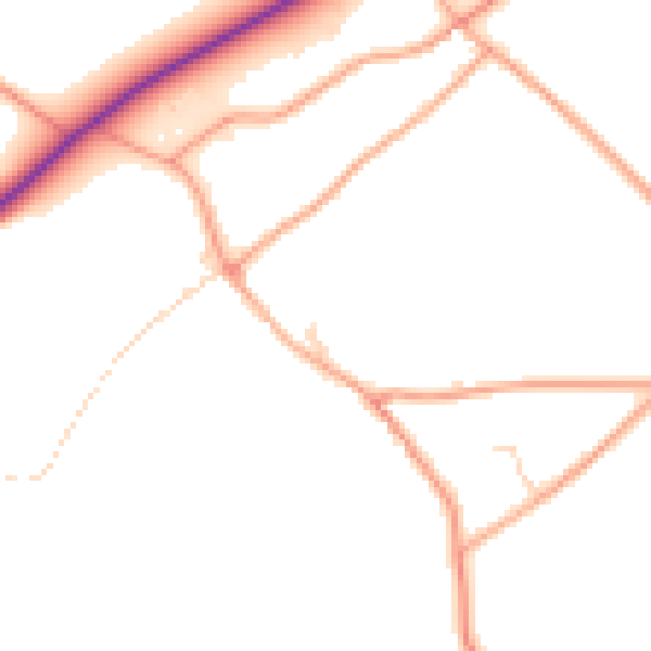 Daytime road noise heatmap for PE31 6UW