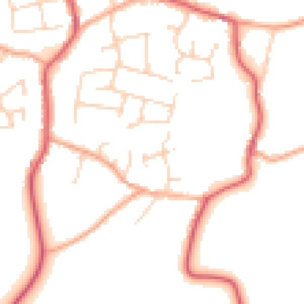 Daytime road noise heatmap for PE31 6YG