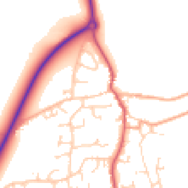 Daytime road noise heatmap for PE31 7NY