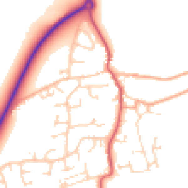 Daytime road noise heatmap for PE31 7PN