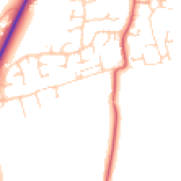 Daytime road noise heatmap for PE31 7QH