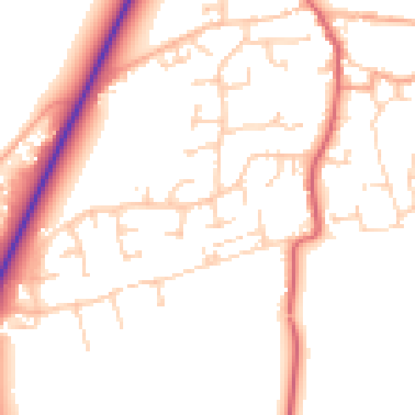 Daytime road noise heatmap for PE31 7RW