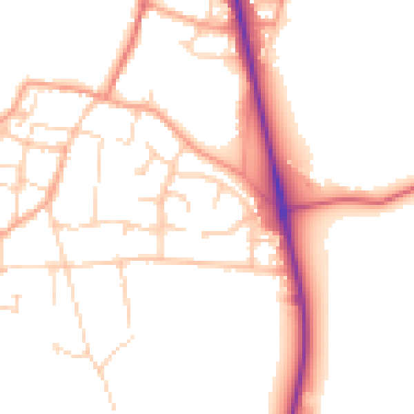 Daytime road noise heatmap for PE31 7SQ