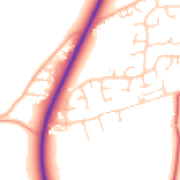 Daytime road noise heatmap for PE31 7UE