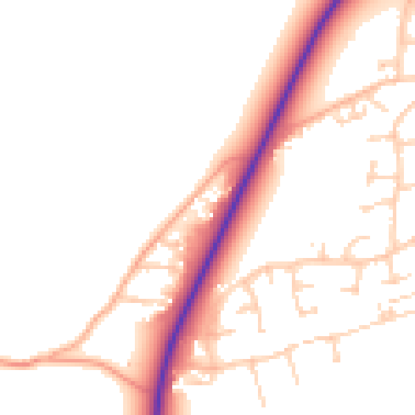 Daytime road noise heatmap for PE31 7UW