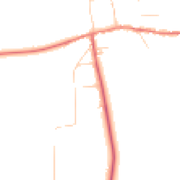 Daytime road noise heatmap for PE31 8AQ