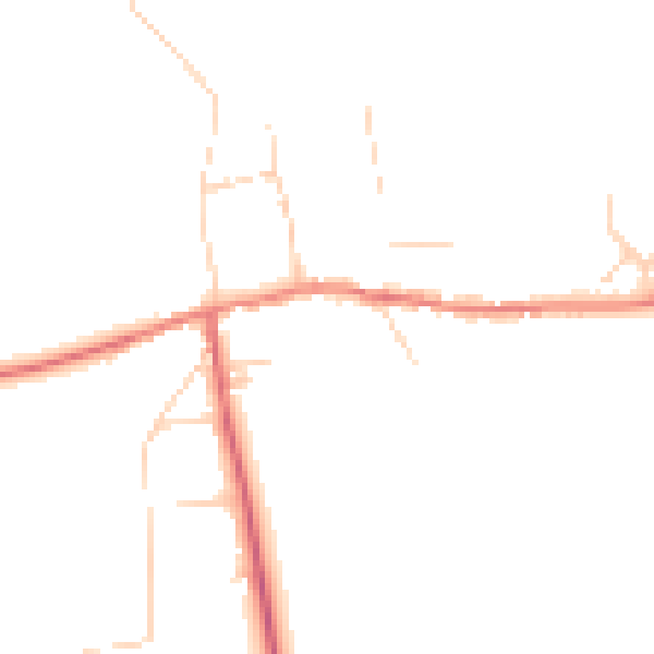 Daytime road noise heatmap for PE31 8BQ