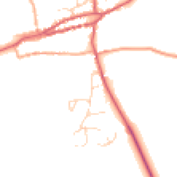 Daytime road noise heatmap for PE31 8EY