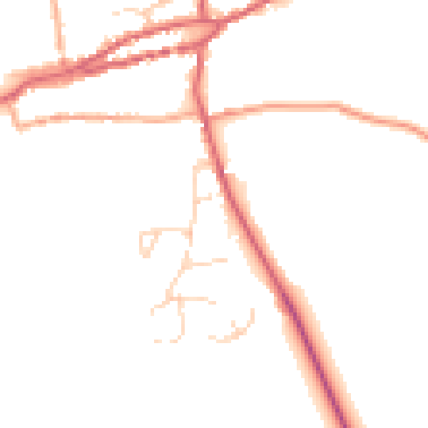 Daytime road noise heatmap for PE31 8EZ