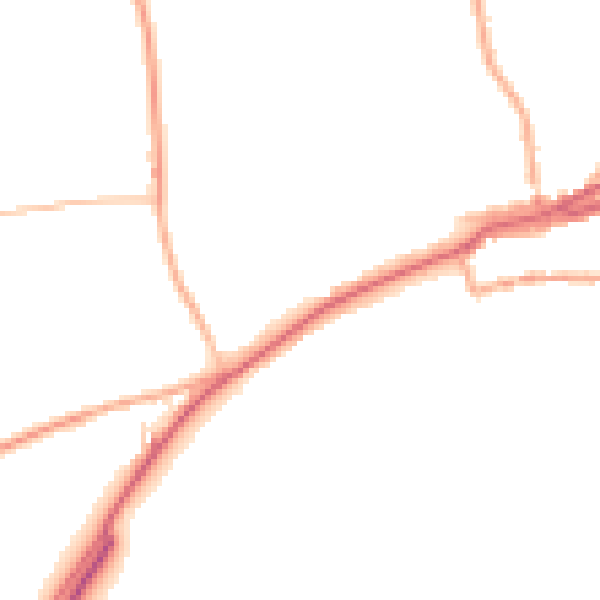 Daytime road noise heatmap for PE31 8GS
