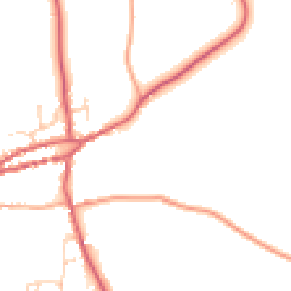 Daytime road noise heatmap for PE31 8HJ