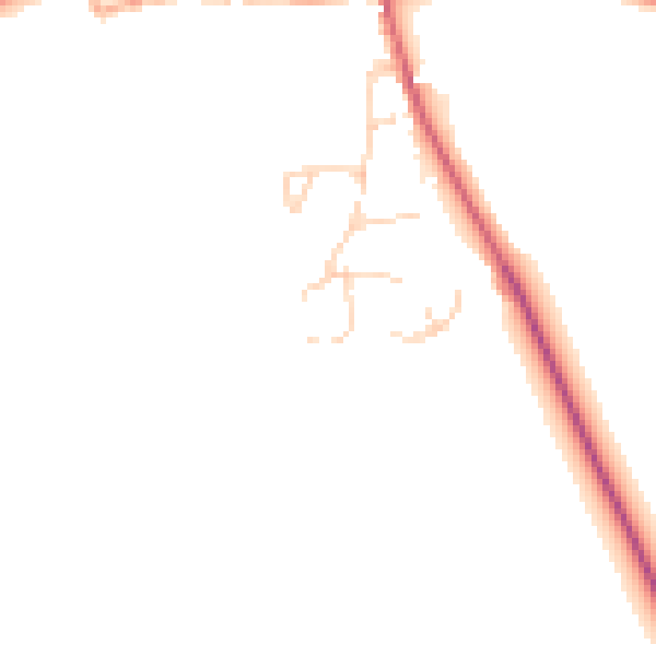 Daytime road noise heatmap for PE31 8JZ