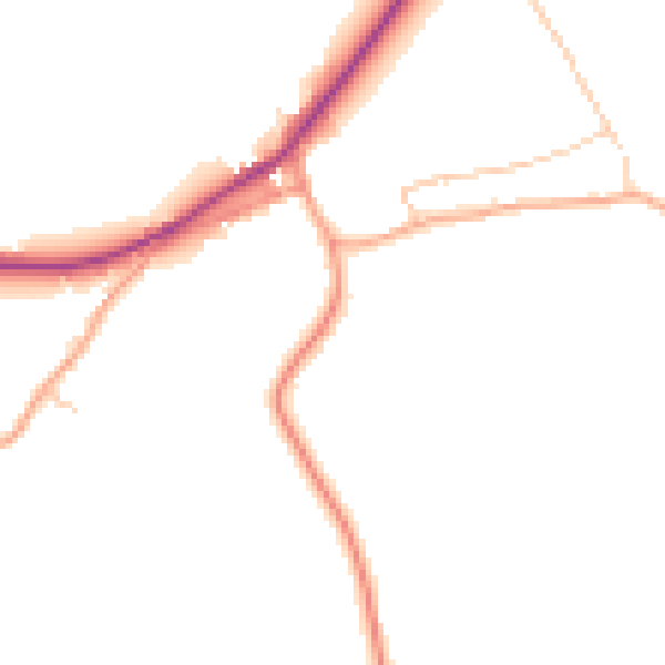 Daytime road noise heatmap for PE31 8SU