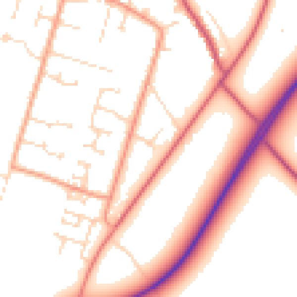 Daytime road noise heatmap for PE6 0AT