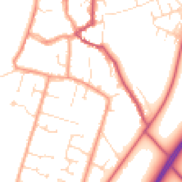 Daytime road noise heatmap for PE6 0AW