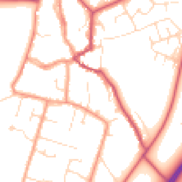 Daytime road noise heatmap for PE6 0BL