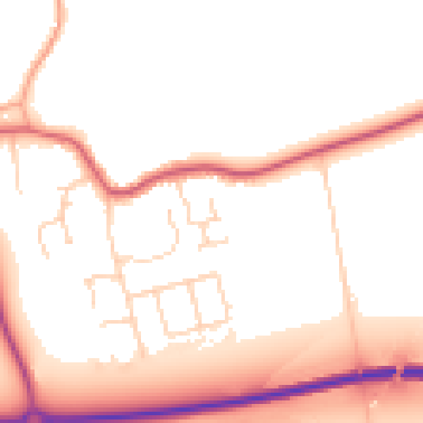 Daytime road noise heatmap for PE6 7JQ