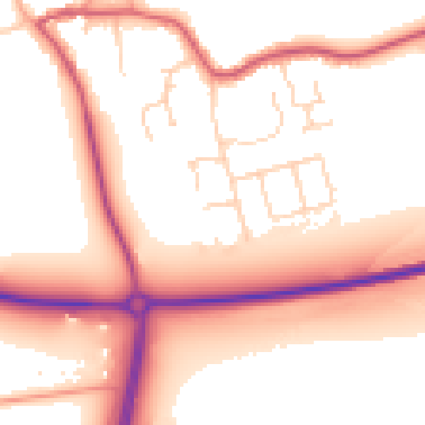 Daytime road noise heatmap for PE6 7LH
